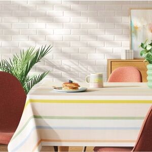 Room Essentials Rectangular Tablecloth - Cream, Blue, Green Stripes